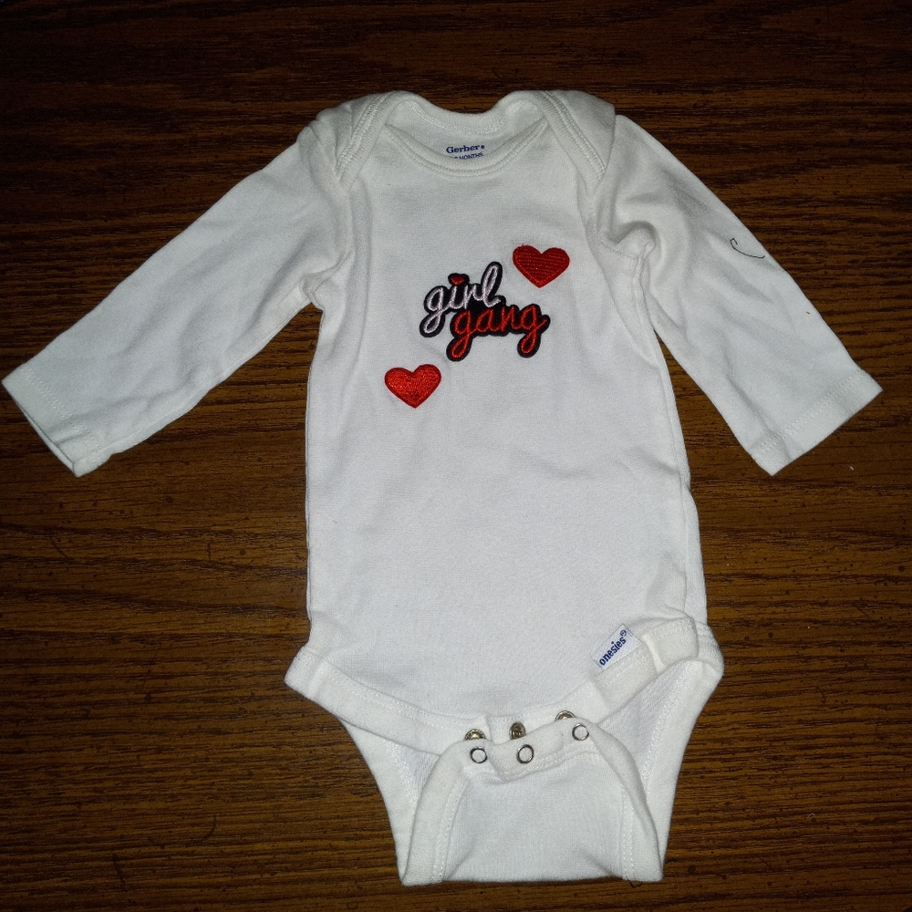 Baby Girl Onesie 3-6months.BABY Girl, Girl Gang patches. onesies  Upcycled, nev